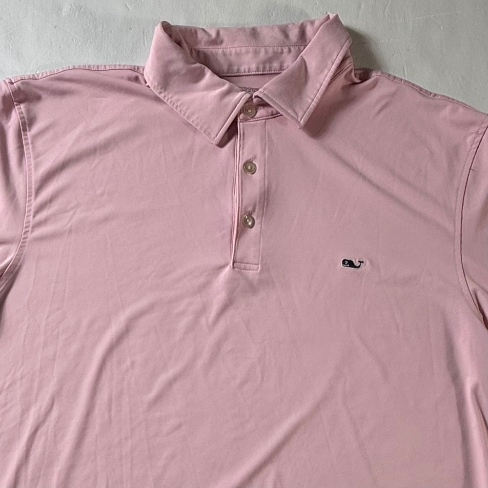Vineyard Vines On-The-Go Sankaty Polo Men XL Pink Performance Short Sleeve Shirt
